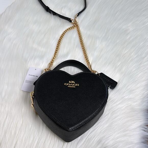 NWT Coach Black Heart-Shaped Crossbody Bag - Picture 7 of 9